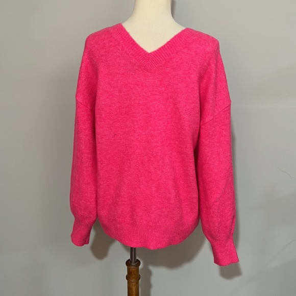 LOFT shimmer Star v neck wool blend sweater women’s sz M - Picture 4 of 10